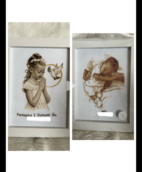 Haftowana metryczka dla dziecka haft krzyżykowy obraz pamiątka obrazek
