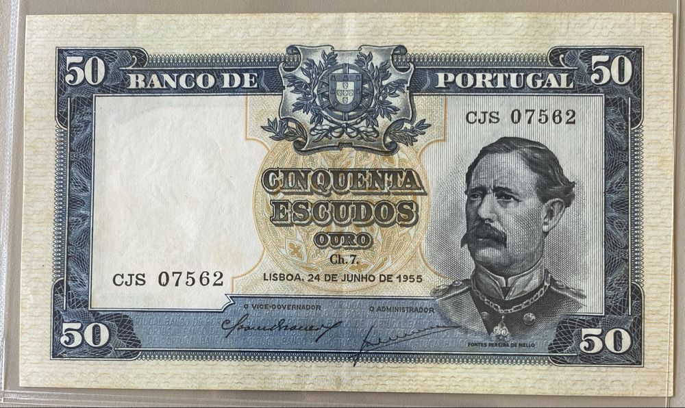 Nota 50$00 Ch. 7 - Fontes Pereira de Melo 24/06/1960