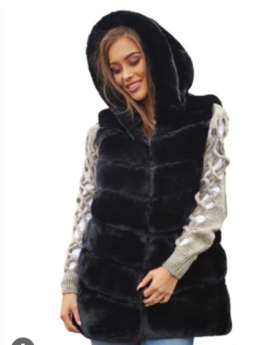 Kamizelka futerko z kapturem
