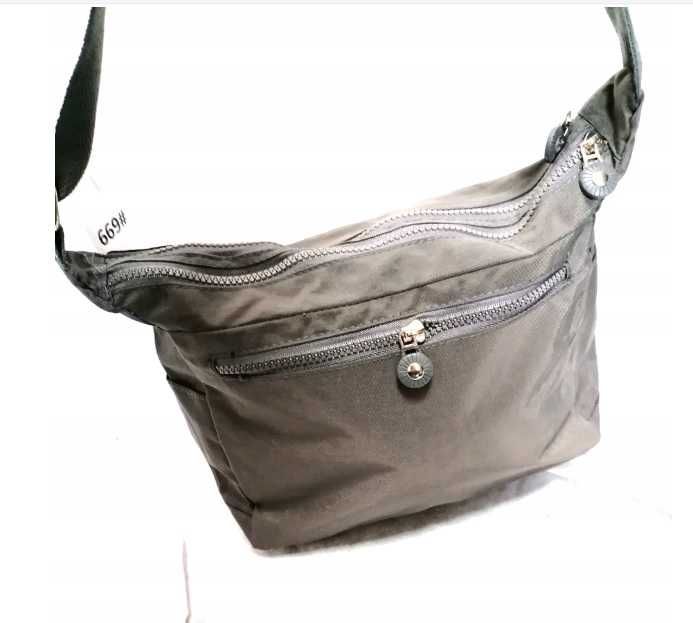 Torebka listonoszka damska ortalion shopperka szara długi pasek