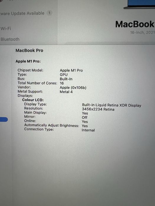 MacBook Pro 16' 2021 A2485 M1 Pro/10 CPU/16 GPU/16Gb RAM/512Gb SSD ідеал