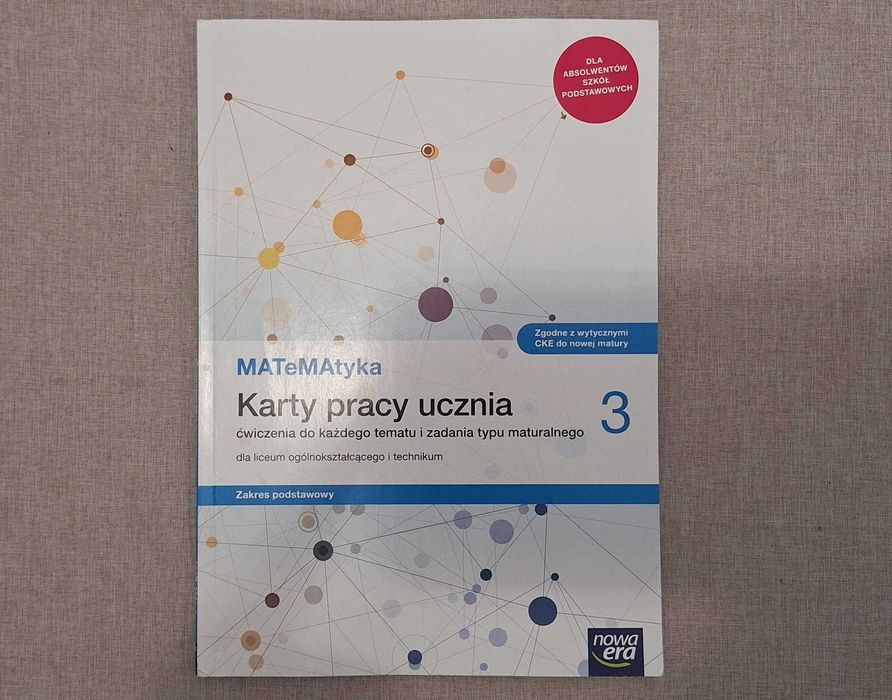 Matematyka 3, Nowa era, karty pracy poziom podstawowy, stan jak nowe