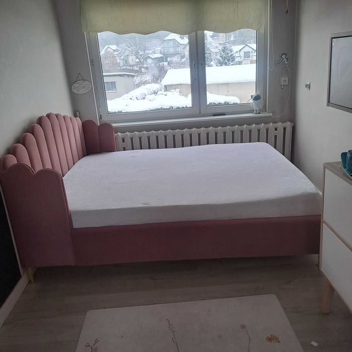 Łóżko duże 170 cm pudrowy róż