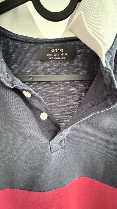 Granotowe czerwone polo polówka męska koszulka Bershka L