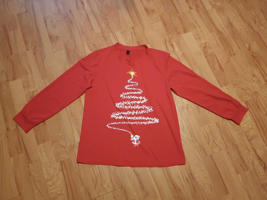 Czerwona bluzka   świąteczna   "S" Unisex