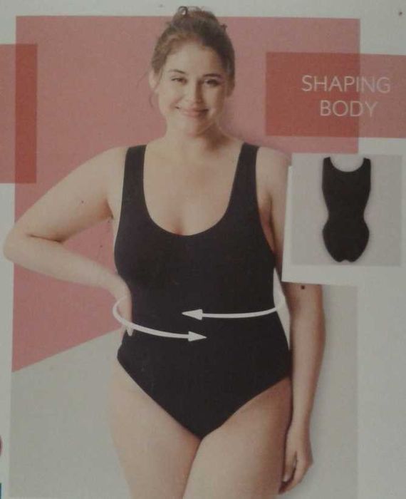 Oyanda BODY MODELUJĄCE piersi brzuch talię plecy, bezszwowe CZARNE 3XL