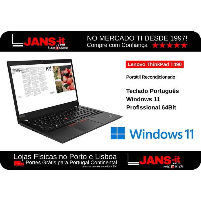 Lenovo ThinkPad T490 | i7-8665u | 16GB | SSD 256GB | 14″ FullHD