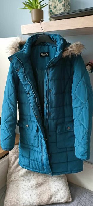 Kurtka jesienno zimowa turkusowa z kapturem rozmiar S