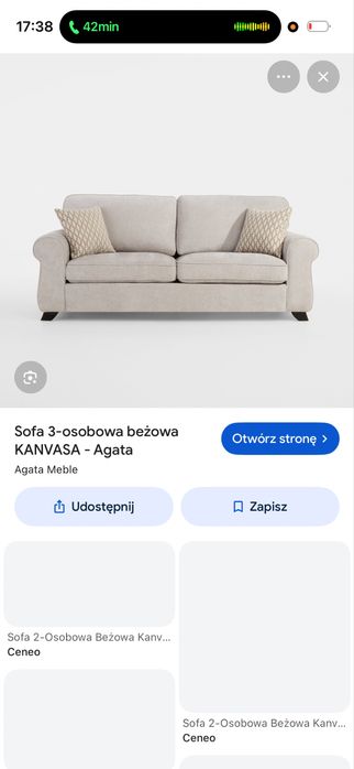 Sofa nierozkladana KANVASA