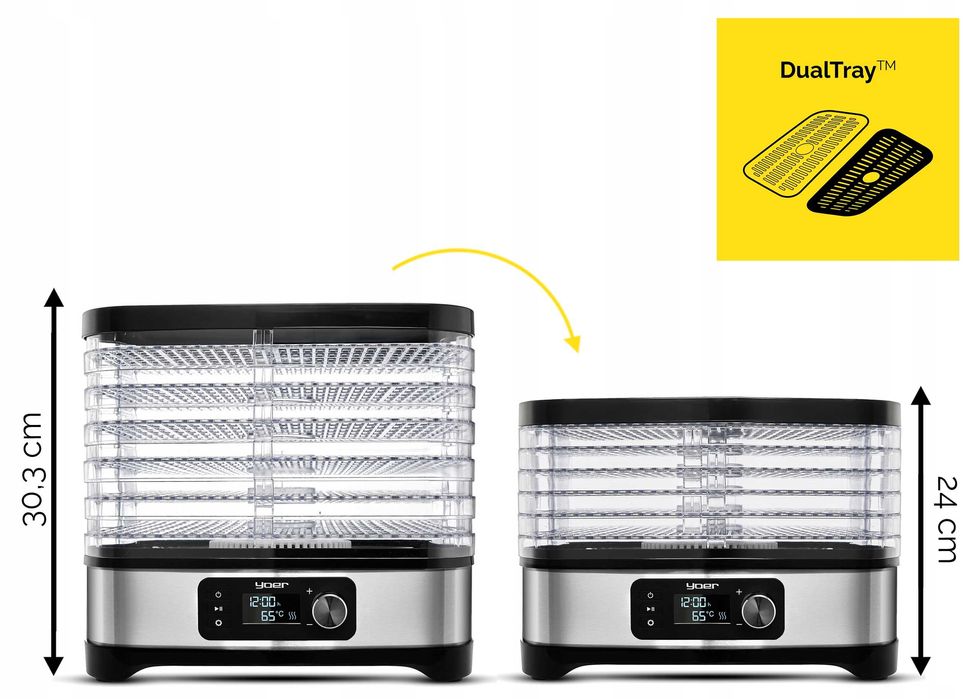 10w1 duża suszarka do grzybów owoców ziół yoer 450w inox timer +6