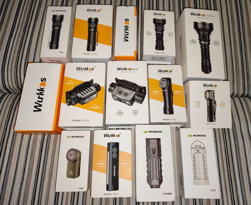 Ліхтарі Wurkkos HD12 HD15 HD16 HD50 TS26S TS28 TS22 FC11C CL01 HD02