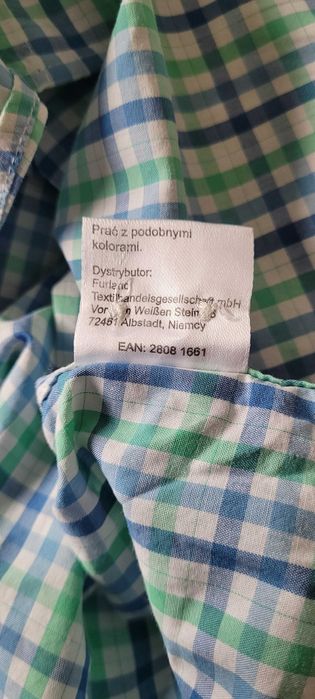 Niebiesko zielona męska koszula kratka  bawełna Luciano, rozM