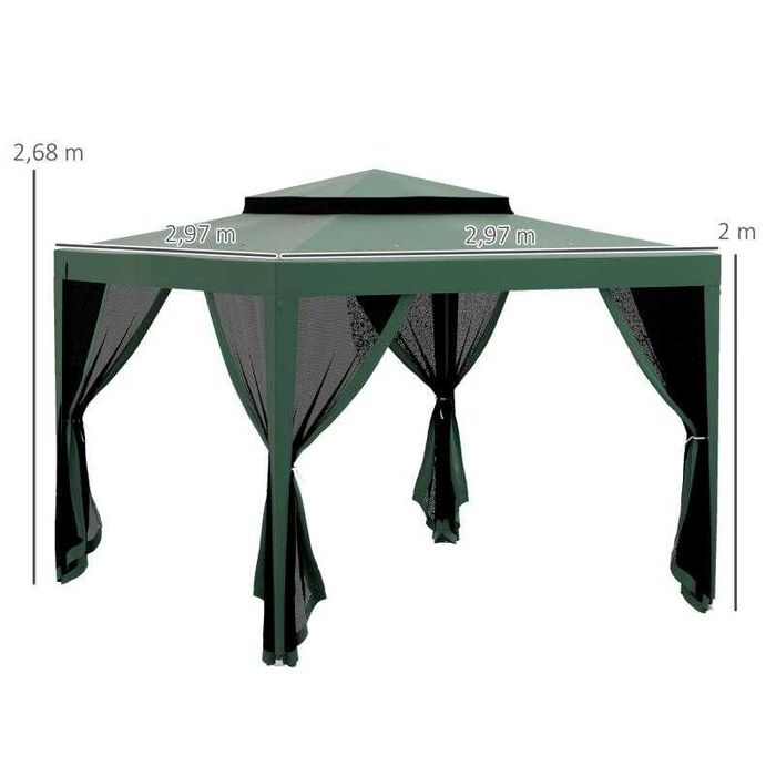 Pérgola de Jardim com Mosquiteiras 297x297x268 cm