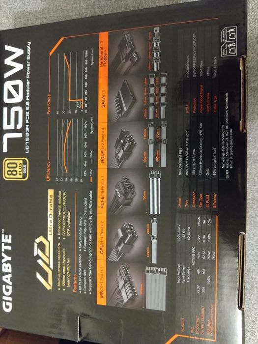 Zasilacz Gigabyte UD750 PG5 750W 80 Plus Gold ATX 3.0