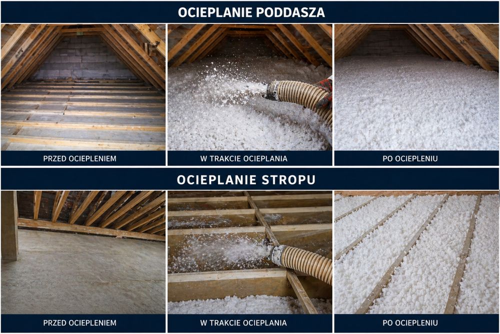 Ocieplanie poddaszy, stropów, stropodachów, ścian granulatem styropianowym – bez kucia