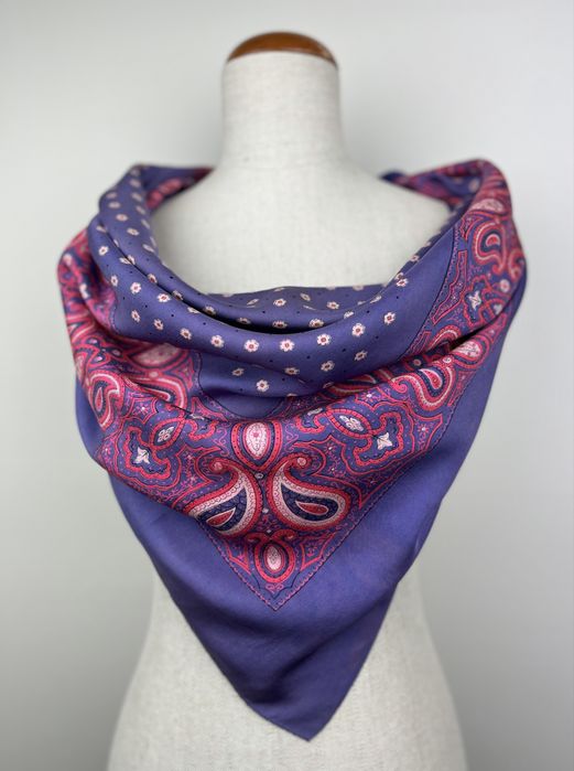 Apaszka jedwabna 100% jedwab 90x90 cm paisley fioletowa