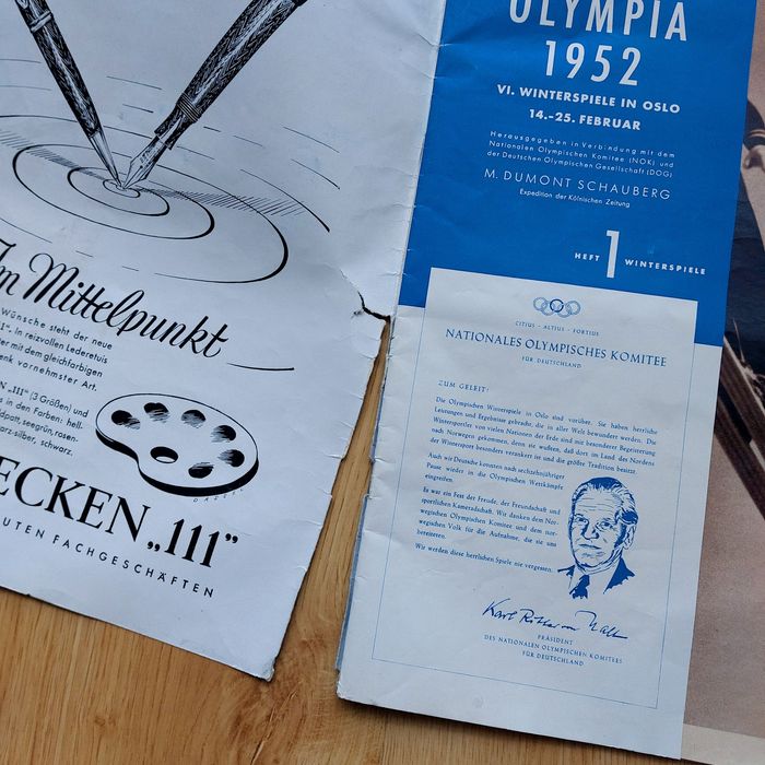 Gazeta, czasopismo zimowe igrzyska olimpijskie OSLO 1952, oryginalna