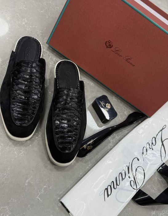 Мюли Loro Piana из кожи питона и замши мужские
