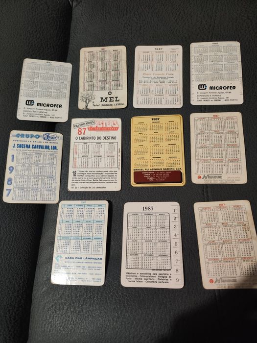Onze calendários de bolso do ano 1987