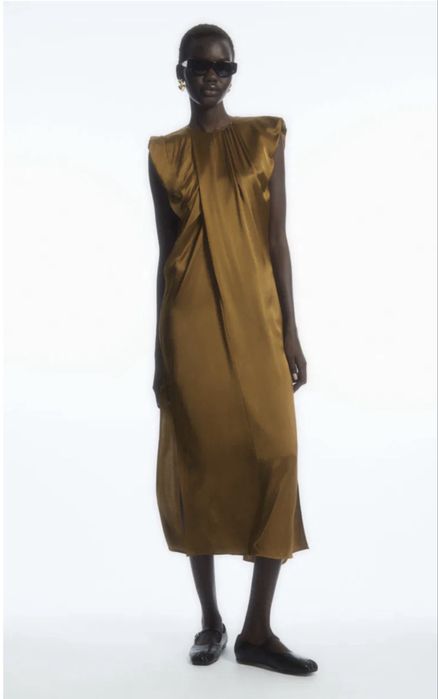 Сукня Cos draped cap sleeve midi dress