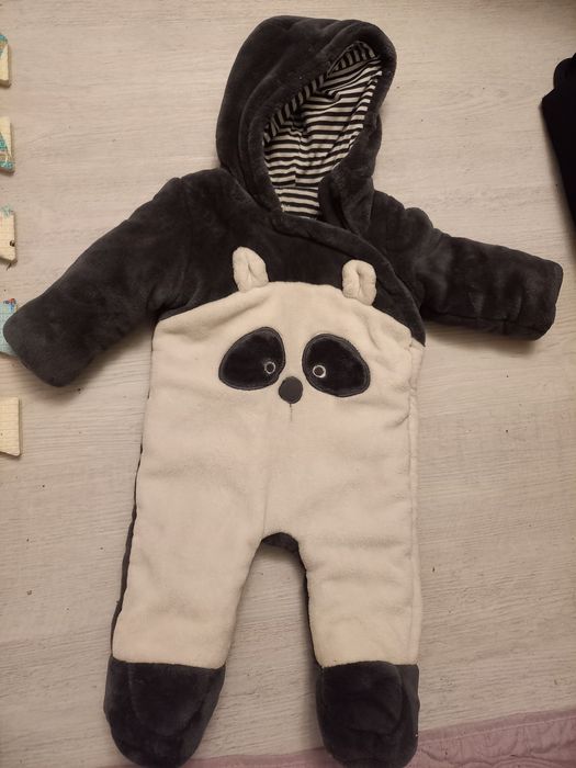 Kombinezon zimowy rozm 74 6-9 miesiecy gruby miś panda