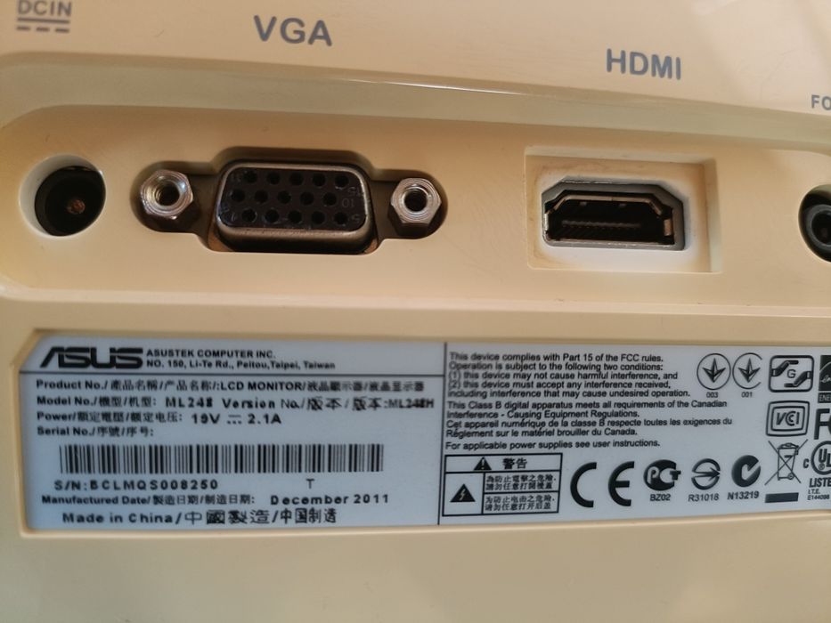 Monitor ASUS ML248H 24" Full HD (Slim Design)