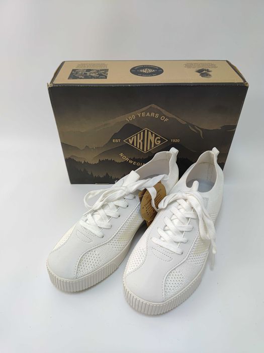 Białe Buty Sneakersy Viking Retro Knitted Jr 3-51405 rozm. 39