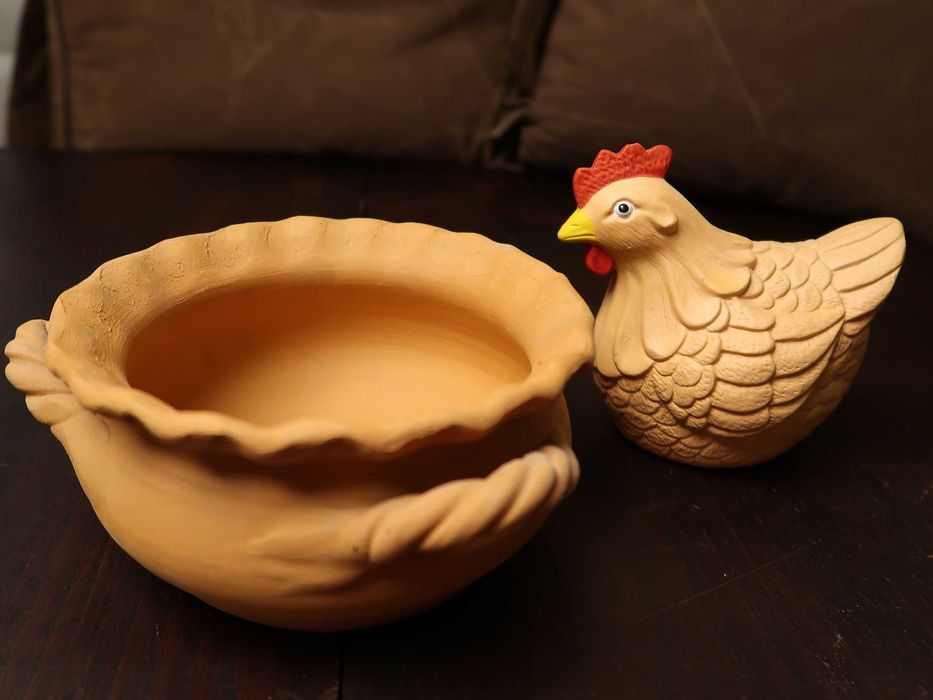 pote decorativo, objectos em barro, pom-pom para cortinado