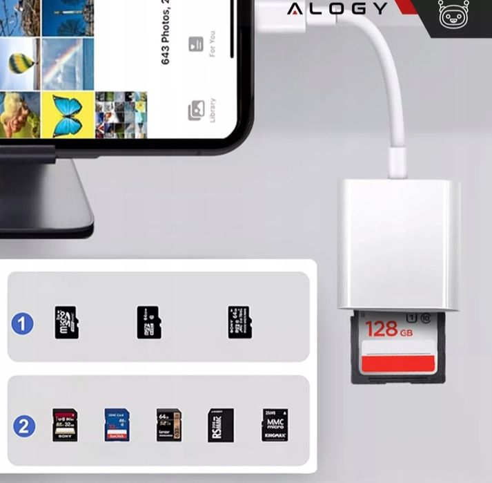 Adapter Czytnik Kart Pamięci do Apple iPhone USB-C Typ C micro SD /TF