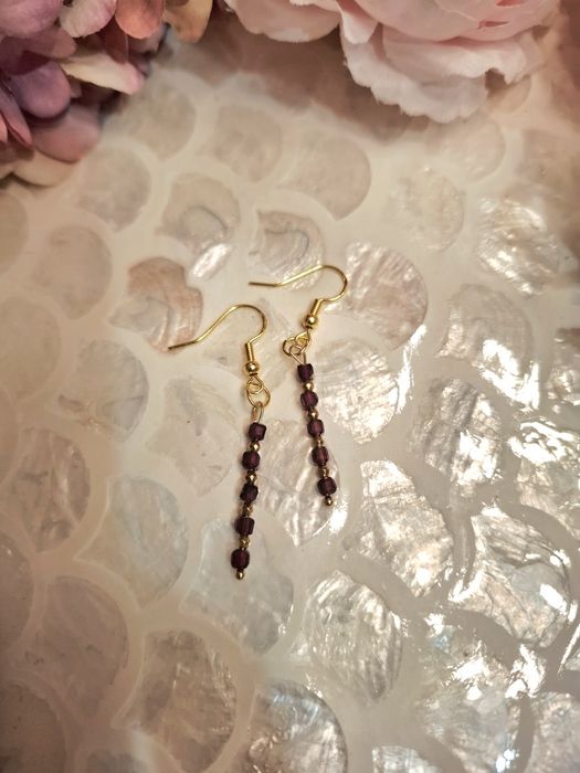 Kolczyki handmade srebro pozłacane z naturalnych kamieni hematyt gran ...
