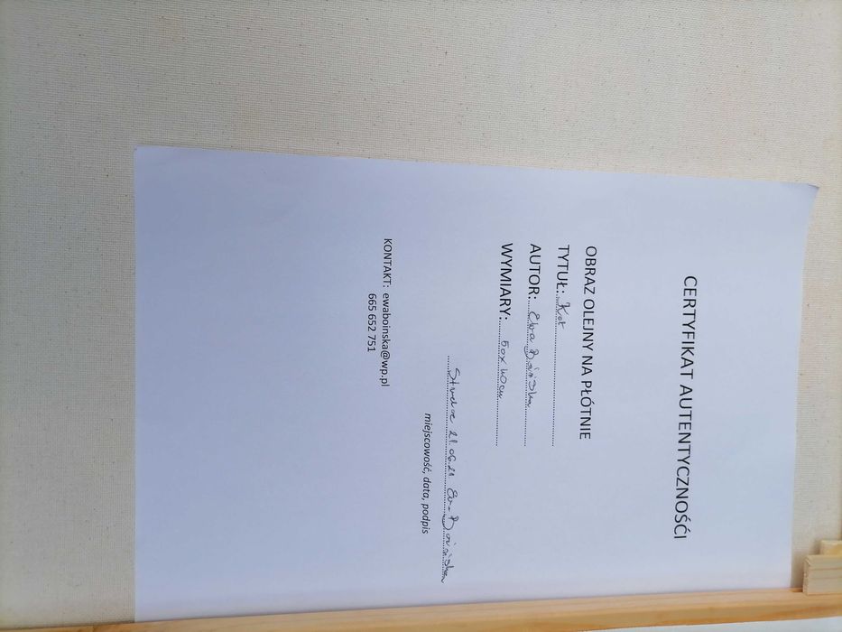 Obraz olejny, Ewa Boińska, 50/40, certyfikat