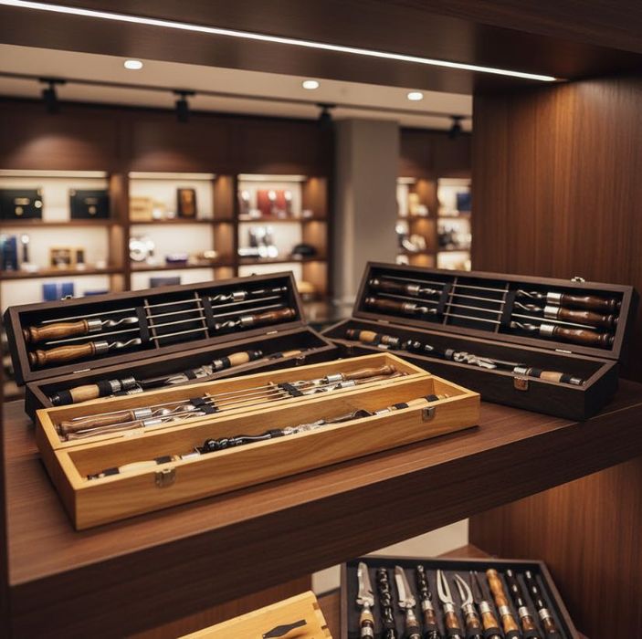 РАСПРОДАЖА‼️Набор шампуров на заказ Деревянный кейс Нержавейка