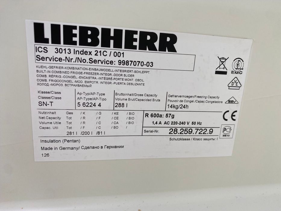 Liebherr kompletne wyposazenie  wnetrza lodowki