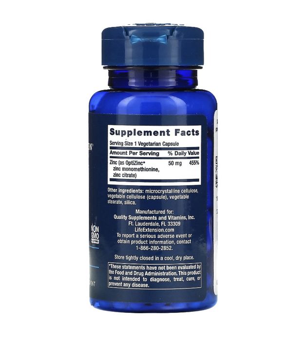 Цинк 50 мг, хелат, цитрат, пиколинат, Opti Zinc