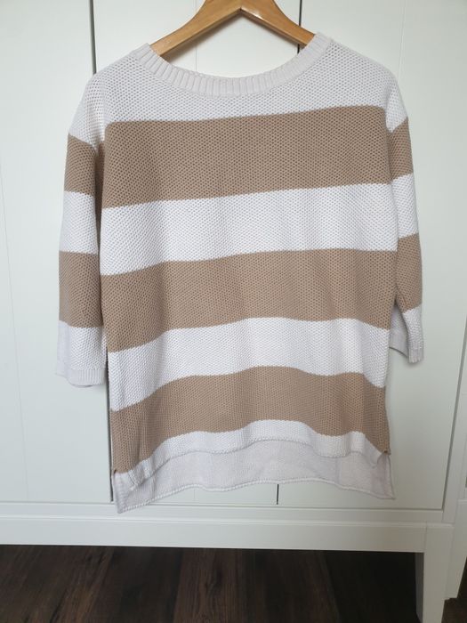 Luźny sweter Esprit beżowy pasy S