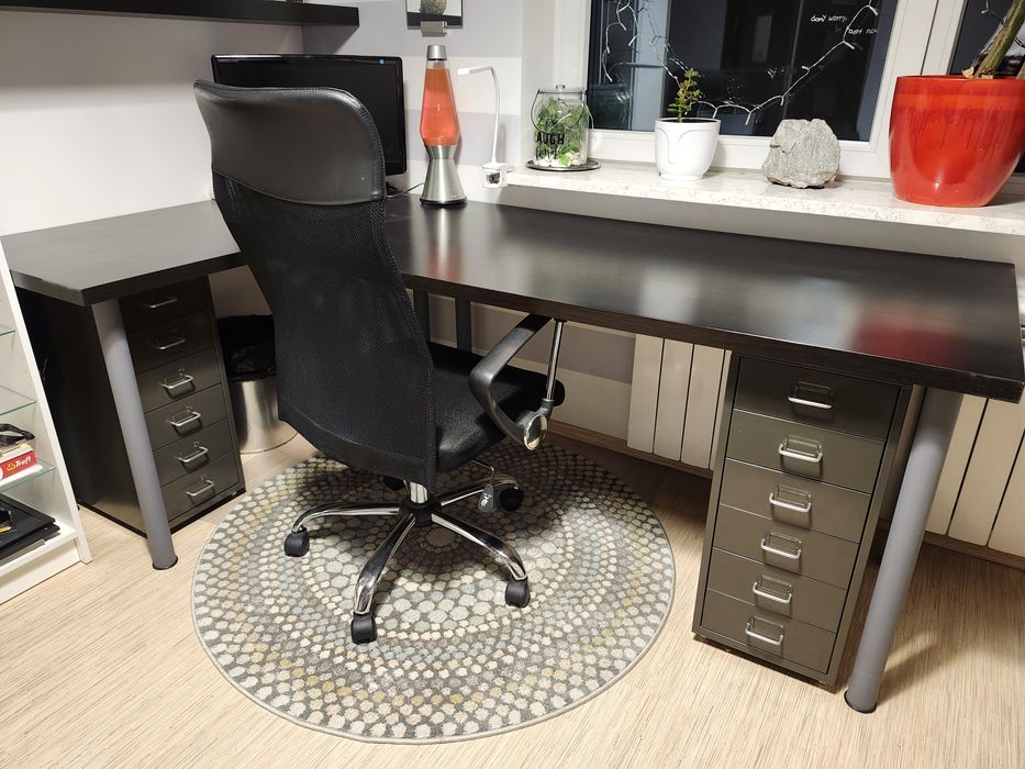 Duże biurko narożne wenge IKEA blat 75cm