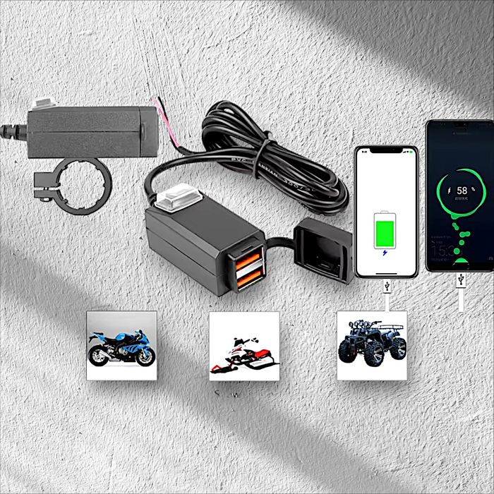 Быстрая зарядка QC3.0 на руль скутера мотоцикла