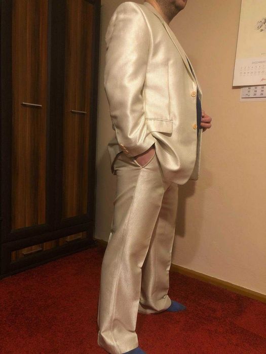 Elegancki Męski Garnitur Nabłyszczany -RAFAEL- roz. 48/XL