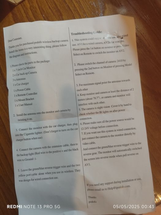 Vendo câmara de carro