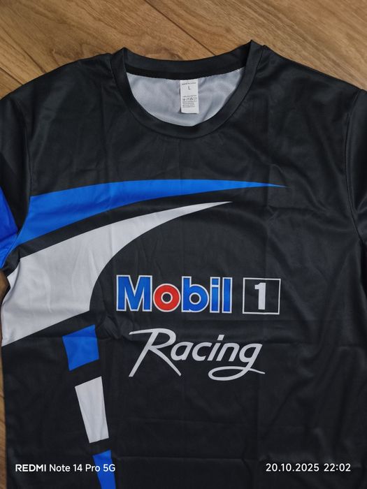 T-shirt T-shirt męski Mobil 1 Racing materiał oddychający rozm L