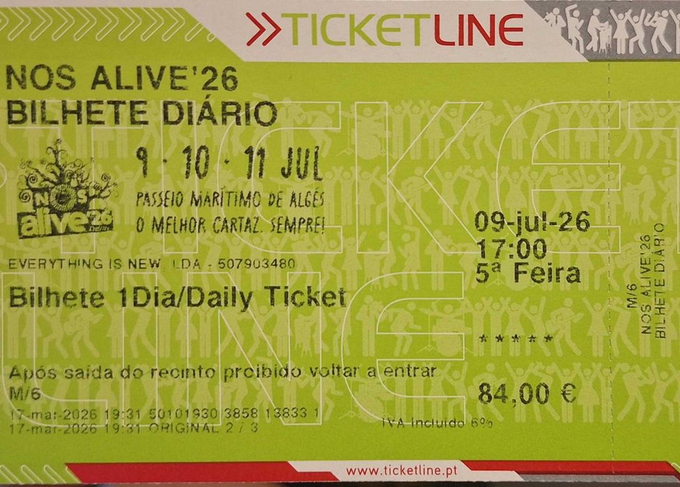 Bilhete NOS ALIVE 2026 09-07-2026