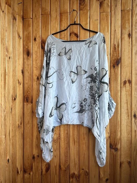 Шовкова легка блуза туніка в метелики 100 шовк для вагітних італія