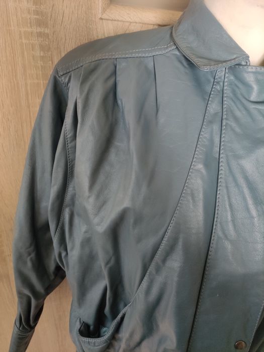 Kurtka skórzana - skóra naturalna Vintage Niebieska w rozm 44 /46 /48