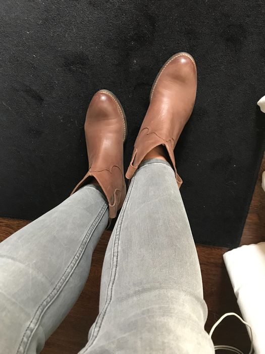 Botas pele estilo cowboy castanhas