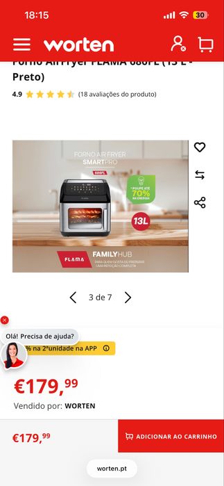 AirFryer FLAMA 686FL (13 L - Preto) - NOVA com garantia
