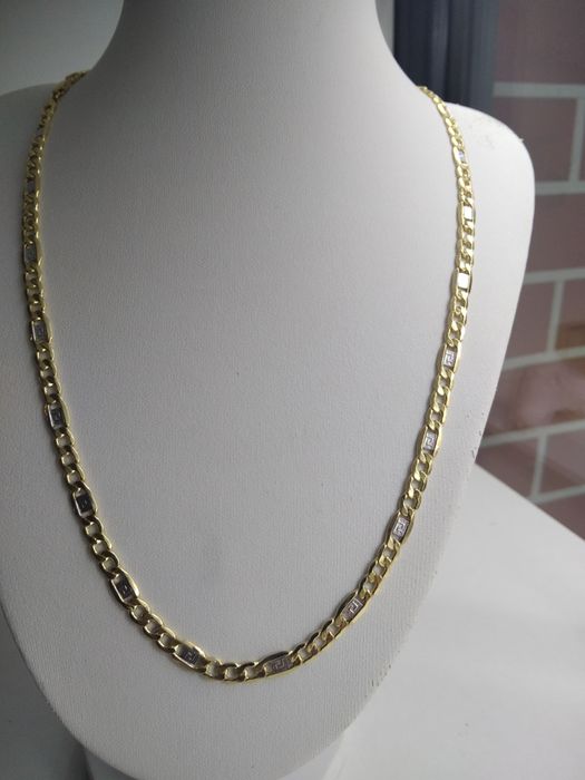 Złoty łańcuszek z białym złotem złoto 585 długość 55 cm 983