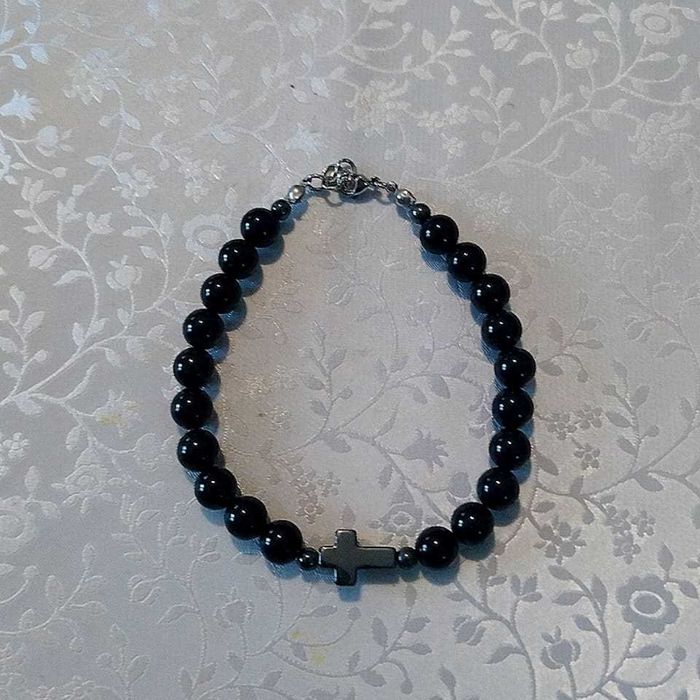 Bransoletka różaniec męska z kamieni na rękę