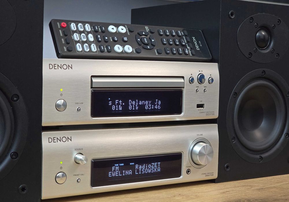 Denon D-F109 Idealny Stan Amplituner CD USB MP3 Pilot Kolumny