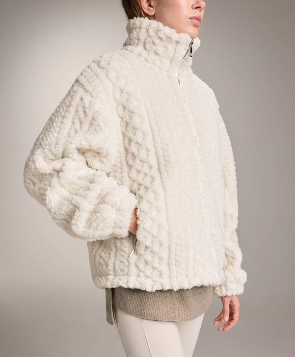 Куртка зі штучною овчиною з візерунком кабельної в'язки ЗНИЖКА !