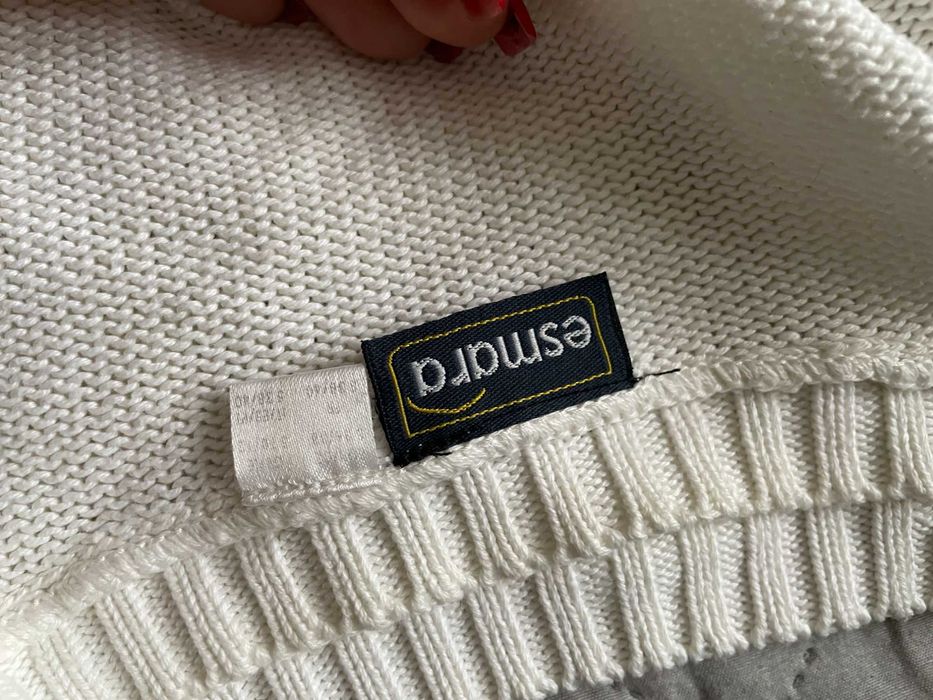 Biały pleciony sweter zima święta 50% bawełna S/M